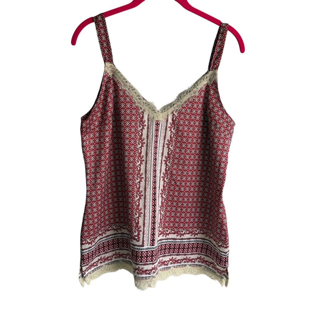 WHITE HOUSE BLACK MARKET Multicolor Geometric Lace Camisole Tank, S‎
